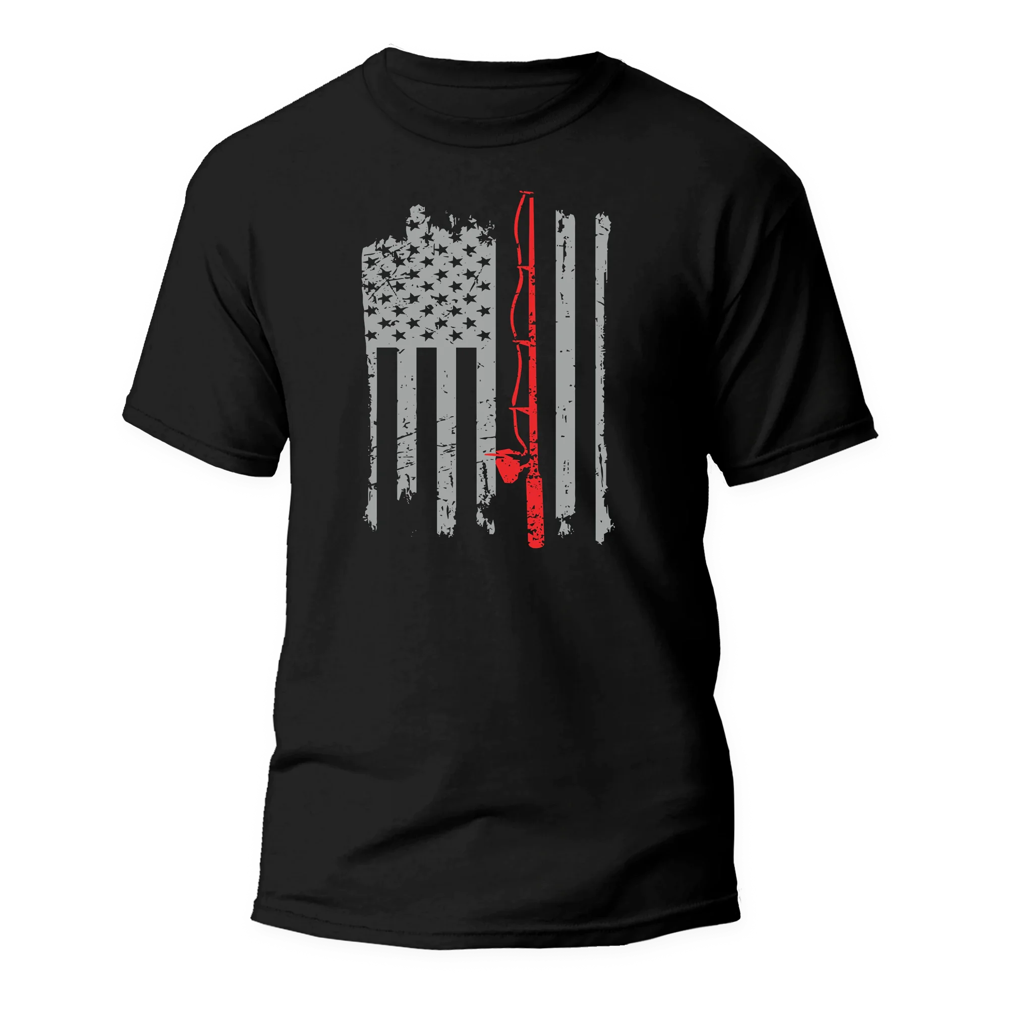 Fishing Rod American Flag Unisex T-Shirt